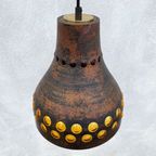 Vintage Amber Glas & Koper Hanglamp, Caged Glass thumbnail 3