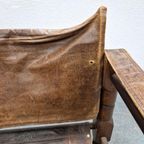 Vintage Safari Stoel Jaren 70 Fauteuil Leren Stoel thumbnail 14