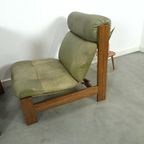 Groen Leren Stoel Met Eiken Hout Vintage Fauteuil thumbnail 10