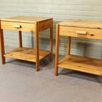 Set Van 2 Vintage Grenenhout Nachtkastjes thumbnail 16