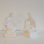 White Glazed Ceramic Bookends thumbnail 2