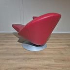 2x Leolux Parabolica Fauteuils - Rood - Leder - Design -zgan thumbnail 13