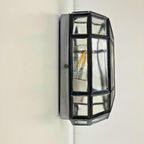Vintage Wandlamp Glas In Lood, Zwart Staal - Industrieel thumbnail 5