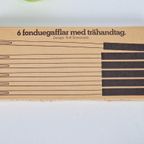 Vintage Fondueset Kosta Boda Shop Gietijzer Hout Zweden '60 thumbnail 4