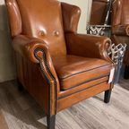 Cambridge Schapenleren Oorfauteuil Cognac Schaapsleder thumbnail 5