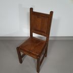 6 X Brutalist Solid Oak Chairs Mid Century thumbnail 20
