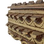 Grote Houten Tramp Art Doos Volkskunst Goud 20Ste Eeuw thumbnail 9