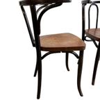 Vintage Bentwood Stoel Met Bloem Patroon Zitting (Thonet?) thumbnail 7