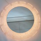 Round Mirror With A Rim Of Acrylic Ice Glass In The Shape Of A Sun - Hillebrand - 1970S thumbnail 3