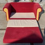 Rieten Bank Vintage Design Rood Bordeaux Rode Stof Opvouwbaar Bedbank thumbnail 5