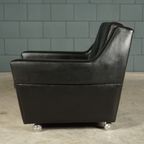 Vintage Lederen Fauteuil – Zwart – Jaren 70 thumbnail 13