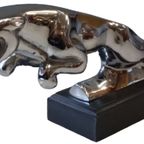 Jaguar Mascotte In Verchroomd Brons. thumbnail 2