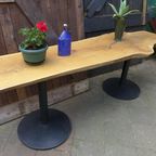 Prachtige Eiken Boomstam Tuintafel Eettafel Sidetable thumbnail 6
