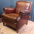 Schapenleren Vintage Clubfauteuil In Art Deco Stijl thumbnail 8