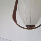 Vintage Scandinavische Teak En Glas Hanglamp. thumbnail 8