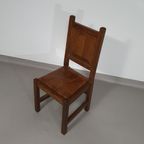 6 X Brutalist Solid Oak Chairs Mid Century thumbnail 21