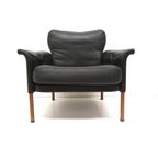 Zwart Leren Deens Design Leren Fauteuil Ontworpen Door Hans Olsen Uit De Jaren '60 thumbnail 2