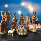 Grote Vintage Kerststal Figuren 10 Stuks Made In Italy thumbnail 5