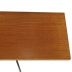 Vintage Salontafel Bijzettafel Houten Blad Chroom Wielen 90Cm thumbnail 6