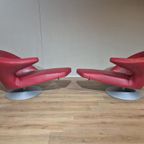 2x Leolux Parabolica Fauteuils - Rood - Leder - Design -zgan thumbnail 20