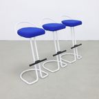 3x Barkruk Postmodern, 1980s Nieuw Gestoffeerd thumbnail 2