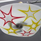 Ceiling Lamp By Inva In White Glass Red And Yellow Stars 1960S thumbnail 2