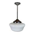 Art Deco Hanglamp Met Witte Kap, Jaren 30 thumbnail 8