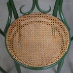 Set Van 2 Leuke Groene Sierlijke Vintage Bistro Stoelen Met Een Gematte Rieten Zitting thumbnail 11