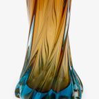 Rode Turquoise 60/70s Murano Glazen Gedraaide Vaas thumbnail 3