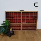 Brocante, Bruine Antieke Houten Letterbak, Wanddecoratie C thumbnail 4