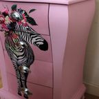 Hoge Roze Ladekast “zebra”, 5 Lades, Eclectisch thumbnail 7