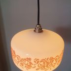 Vintage Melkglazen Opaline Hanglamp Met Florale Print thumbnail 11