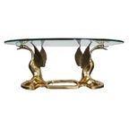 Vintage Brass Swan Coffee Table, Italy, 1960S thumbnail 2