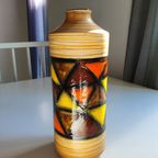 Mid-century Pattern Vetrata Vases And Bowls By Aldo Londi For Bitossi Italy. Black, Blue, Orange thumbnail 11