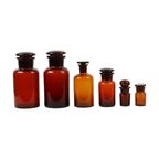 Echte Oude Apotheker Potten Medische Flessen Set Bruin Amber Glas thumbnail 3