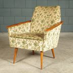 Vintage Clubfauteuils – Velours Bladmotief – Jaren 60 thumbnail 6