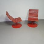 Marcus Arvonen Voor Ikea (ps 2009) - 2 Rode Draaifauteuils Brygga thumbnail 4