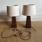 Set Van 2 Rotan Rieten Tafellampen Vintage thumbnail 5