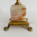 Franse Kolom Lampenvoet Marmer Messing 1960’s thumbnail 5