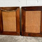 Set Van 2 Vintage Identieke Houten Spiegels In Ibiza Stijl thumbnail 2