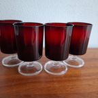 4 Vintage Robijnrood Wijn Glazen Cavalier Luminarc Frankrijk thumbnail 7