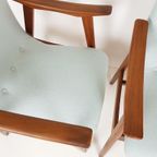 2 Vintage Louis Van Teeffelen Fauteuils Licht Blauw Teak thumbnail 4