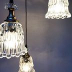 Vintage Hollywood Regency Cascade Goud/messing Hanglamp Met 3 Transparant Glazen Kelken, 1960s thumbnail 2