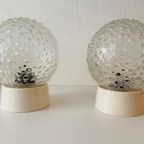 Set Van 2 Plafondlampen Reliëf Glazen Bolletjes , Jaren 70 thumbnail 5