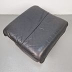 Vintage Cinna Ligne Roset Zwart Leren Voetenbank Poef France thumbnail 8