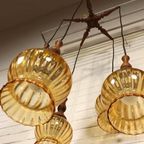 Vintage Grote Cascade Hanglamp Met 5 Glas En Hout Lampen thumbnail 11