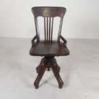 Eiken Bureaustoel, Atelierstoel, In Hoogte Verstelbaar, Jaren 30 thumbnail 9