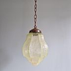 Art Deco Hanglamp In Lichtgroen Gebarsten Glas, 1920-30 thumbnail 2