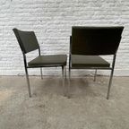 6x Midcentury Stoel Met Chromen Frame En (leger)groene Skai thumbnail 4