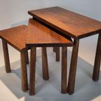 Vintage Eiken Houten Bijzettafeltjes Brutalist Set Tafeltje thumbnail 8